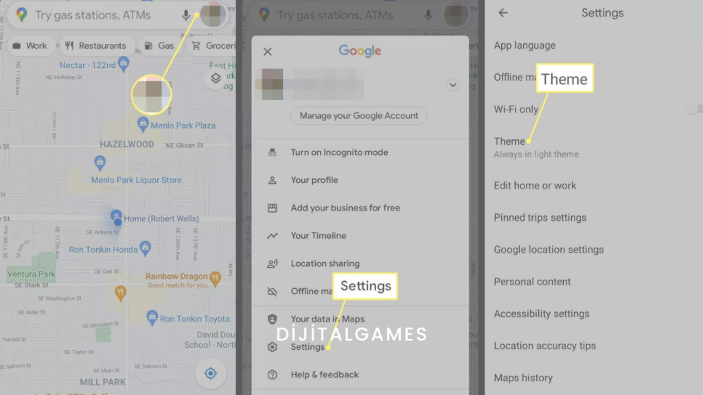 Google Maps gece modu açma iOS